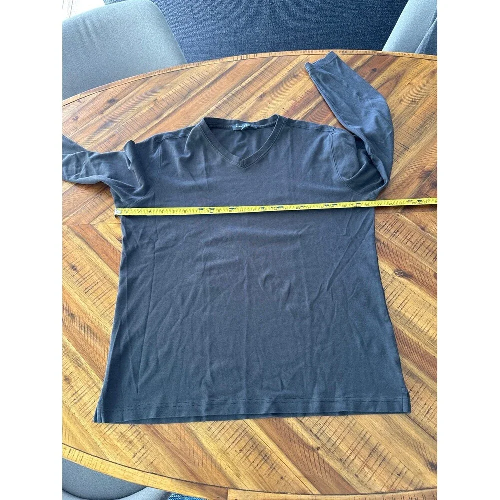 Robert Barakett Men’s Large Long Sleeve V-Neck T-Shirt Charcoal Gray Luxury Soft